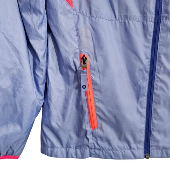 Marmot Ether Girls' Hooded Windbreaker Jacket Periwinkle Large - Picture 5 of 10